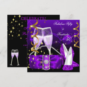 Invitation Fabuleux 50 Fantastique Purple High Heels Parties 