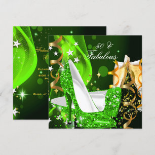 Invitation Fabuleux 50 Fête d'Anniversaire Verte de la Chaux