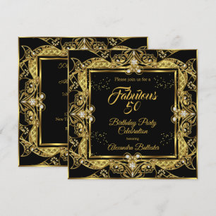 Invitation Fabuleux 50 Gold Jewel Black Anniversaire