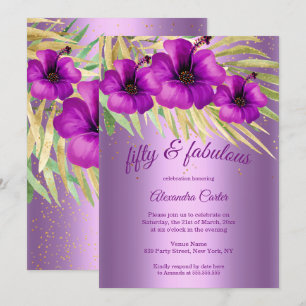 Invitation Fabuleux 50 Lilac violet Hibiscus fête florale