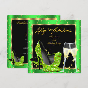 Invitation Fabuleux 50 Lime Green Champagne Heels Anniversair