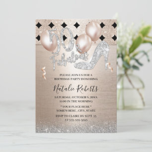 Invitation Fabuleux 50 Or Contemporary High Talon Anniversair