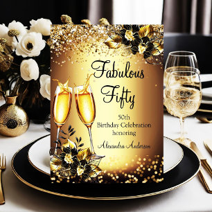 Invitation Fabuleux 50 Paillettes Bronze Or Noir Champagne