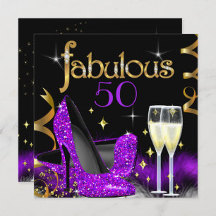 Invitation Fabuleux 50 Partie violet hauts talons Or Noir