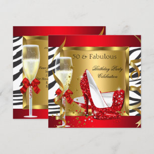 Invitation Fabuleux 50 Parties scintillant Rouge Haut talon Z
