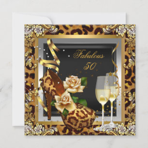 Invitation Fabuleux 50 Party Gold Leopard Noir talons hauts