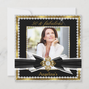 Invitation Fabuleux 50 Photo Black White Gold Diamond 2