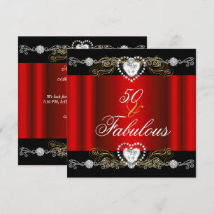 Invitation Fabuleux 50 Red Black Silver Gold 50e anniversaire
