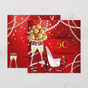 Invitation Fabuleux 50 Red Heels Champagne Anniversaire 2