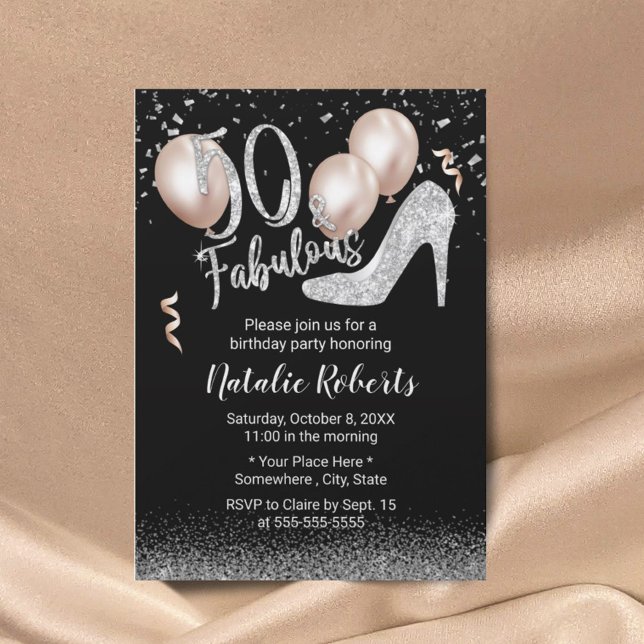 Invitation Fabuleux 50 Silver High Heel Girl 50e anniversaire (Créateur téléchargé)