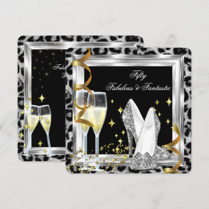 Invitation Fabuleux 50 Silver Leopard fête d'anniversaire