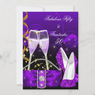 Invitation Fabuleux 50 Talons Hauts Brillants Violet Fantasti