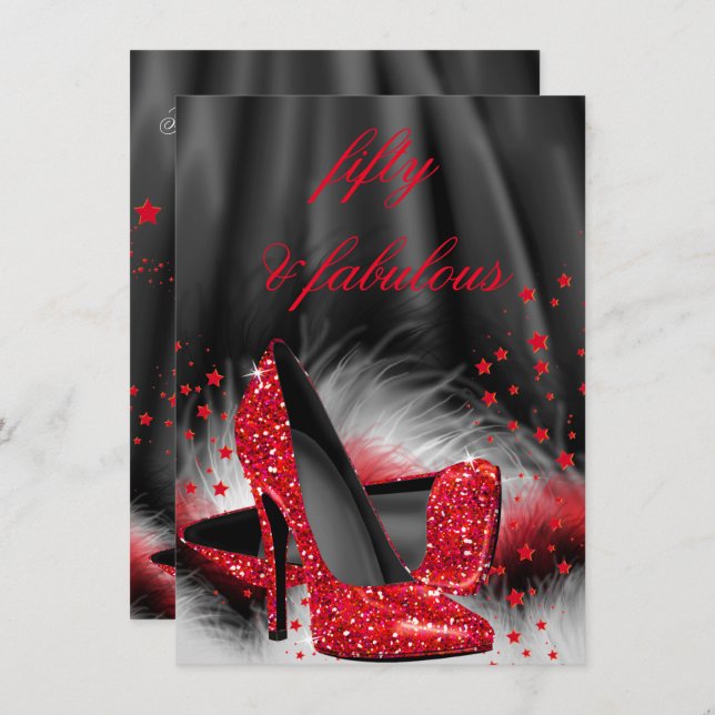 Invitation Fabuleux 50 talons rouges talons hauts Noir Soie A (Devant / Derrière)