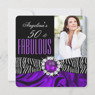 Invitation Fabuleux 50 Zebra Black Purple Silk Anniversaire 2