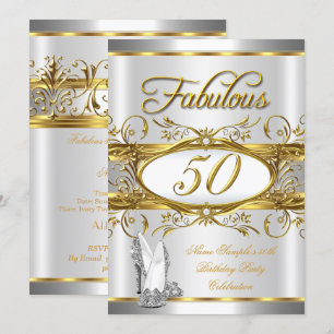 Invitation Fabuleux 50e anniversaire Gold Silver talons hauts