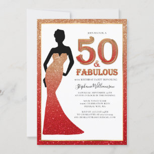 Invitation Fabuleux 50e anniversaire Ombre Parties scintillan