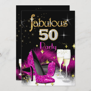 Invitation Fabuleux 50e Parties scintillant Champagne Hot Pin