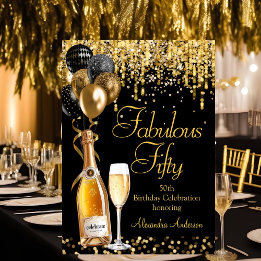 Invitation Fabuleux 50e Parties scintillant Gold Black Champa