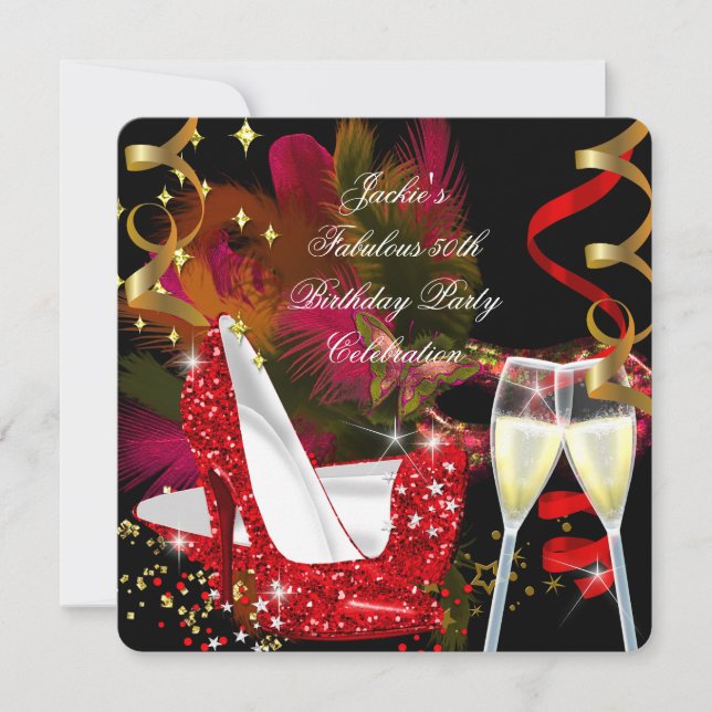 Invitation Fabuleux 50e Parties scintillant Rouge or High Hee (Devant)