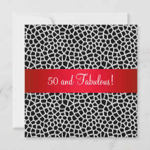 Invitation Fabuleux 50e Poster de animal Black White Red Part