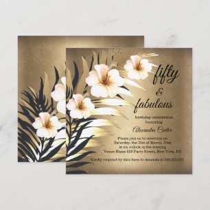 Invitation Fabuleux 50ème Brown d'or Beige Black Floral