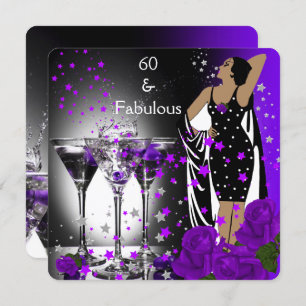 Invitation Fabuleux 60 60e anniversaire violet Roses Martini