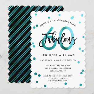 Invitation Fabuleux 60e   Fête d'anniversaire Turquoise moder
