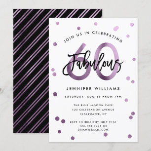 Invitation Fabuleux 60e   Lilac moderne violet fête d'anniver