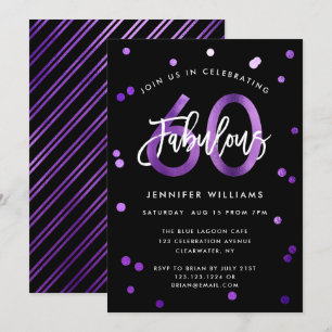 Invitation Fabuleux 60e Moderne Elegant Purple Anniversaire