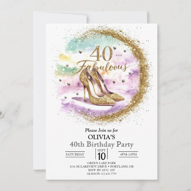 Invitation Fabuleux Adulte Digital Gold 40e anniversaire (Devant)