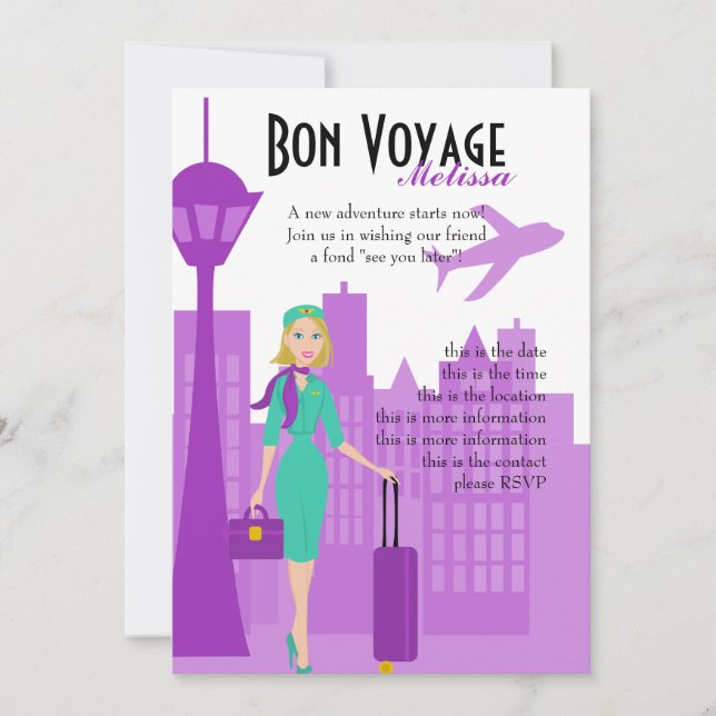 Invitation Fabuleux agent de bord (Devant)