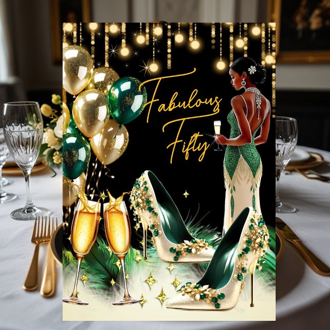 Invitation Fabuleux Anniversaire Ethnique Emerald Green Gold  (Créateur téléchargé)