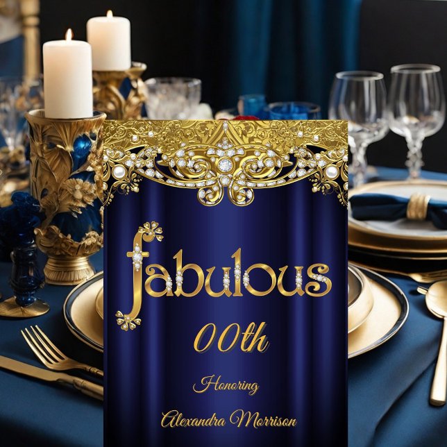 Invitation Fabuleux anniversaire Steel Blue Purple Gold Pearl (Créateur téléchargé)