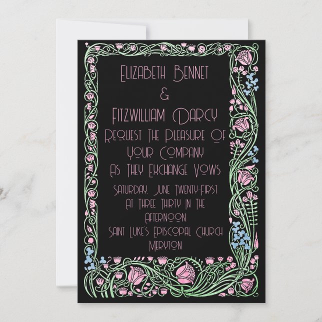 Invitation Fabuleux Art Déco Artiste Style Floral Design (Devant)