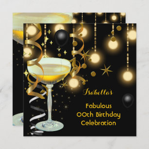 Invitation Fabuleux Champagne Gold Lights Anniversaire