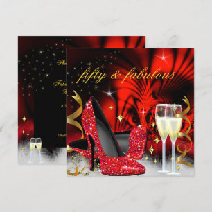 Invitation Fabuléux cinquante Talons Hauts Noir Rouge Or Fête