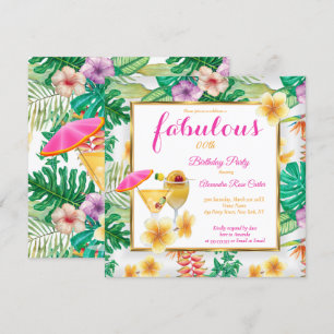 Invitation Fabuleux Cocktails tropicaux Fleurs