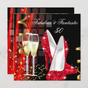 Invitation Fabuleux Fantastic Red Gold moderne fête d'anniver