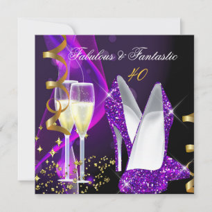 Invitation Fabuleux Fantastique Moderne Purple Or Anniversair