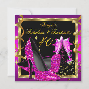 Invitation Fabuleux Fantastique Moderne Rose Noir Or