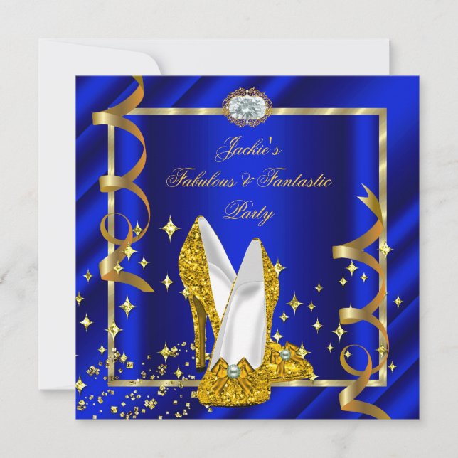 Invitation Fabuleux Fantastique Royal Blue fête d'anniversair (Devant)