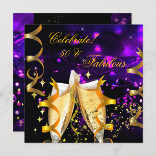 Invitation Fabuleux Gold Lights Champagne fête d'anniversaire