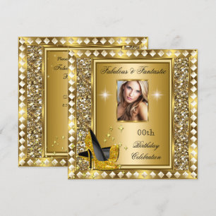 Invitation Fabuleux Photo Gold Glitz Glam Hollywood Anniversa