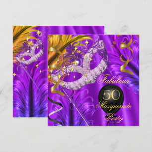 Invitation Fabuleux Purple Gold Masquerade Anniversaire