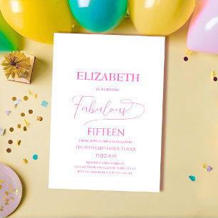 Invitation fabuleux quinze rose élégant classique quinceañera