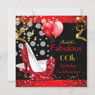 Invitation Fabuleux Red High Heels Gold fête d'anniversaire