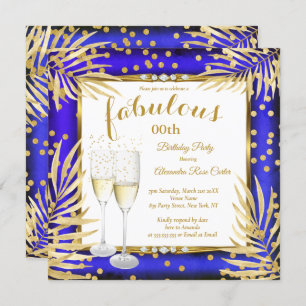 Invitation Fabuleux Royal Blue Gold Palms Champagne Party