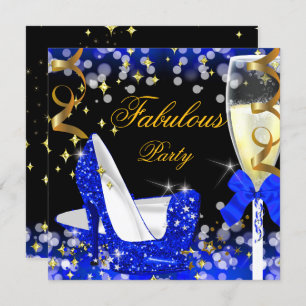 Invitation Fabuleux Royal Blue Parties scintillant High Heel
