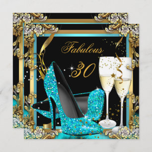 Invitation Fabuleux Turquoise Blue Heels Black Champagne Part
