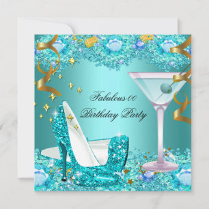 Invitation Fabuleux Turquoise Blue Parties scintillant hauts